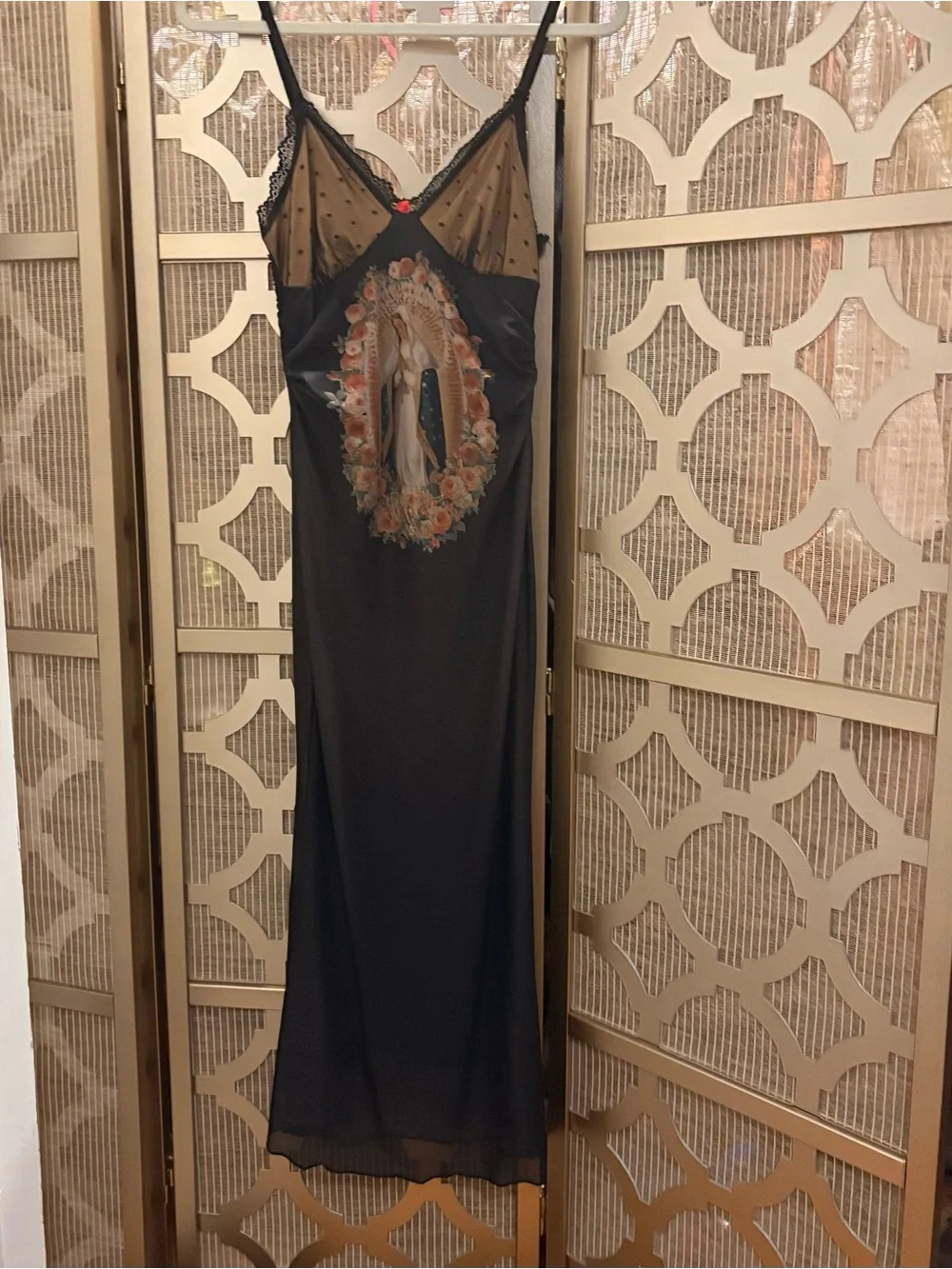 Source Unknown Black Floral-Embroidered Maxi Slip Dress - Picture 1 of 2